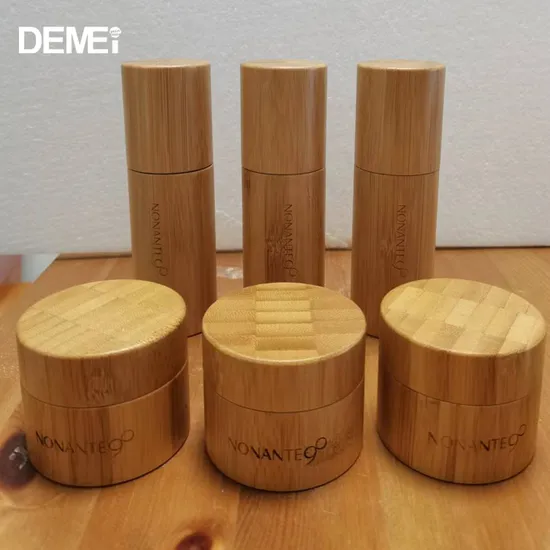 Eco Friendly Bamboo Bottle Cosmetic Packaging Set Cosmetic Jar 100ml Bamboo Spray/Pump Bottle with Bamboo Cap 15g 