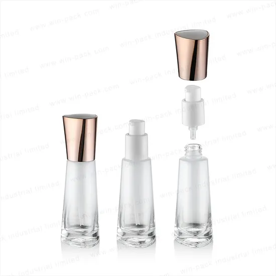 30ml Triangle Cosmetics Lotion Glass Bottle with Gold Plastic Cap 