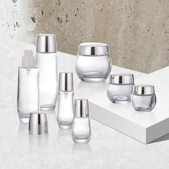 Factory Empty Cosmetic Glass Jar Skincare Lotion Pump Essence Cream Packaging Bottle 
