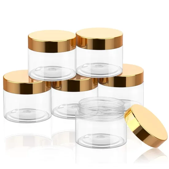 30ml 50ml 60ml Pet Plastic Jar with Electroplate Gold Lid Empty Cosmetic Face Cream Jar with Screw Top Cap 
