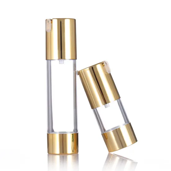 Empty Refillable Airless Lotion Pump Cosmetic Bottle 15/30/50ml Gold Red 